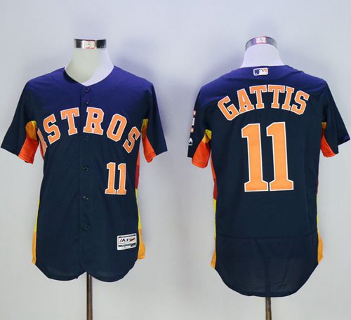 Astros #11 Evan Gattis Navy Blue Flexbase Authentic Collection Stitched MLB Jersey